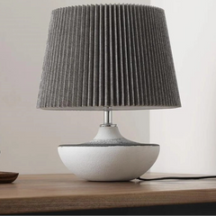 Umber lampara de mesa nórdica de cerámica y pantalla textil