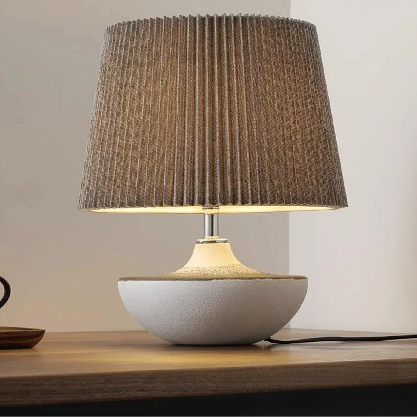 Umber lampara de mesa nórdica de cerámica y pantalla textil
