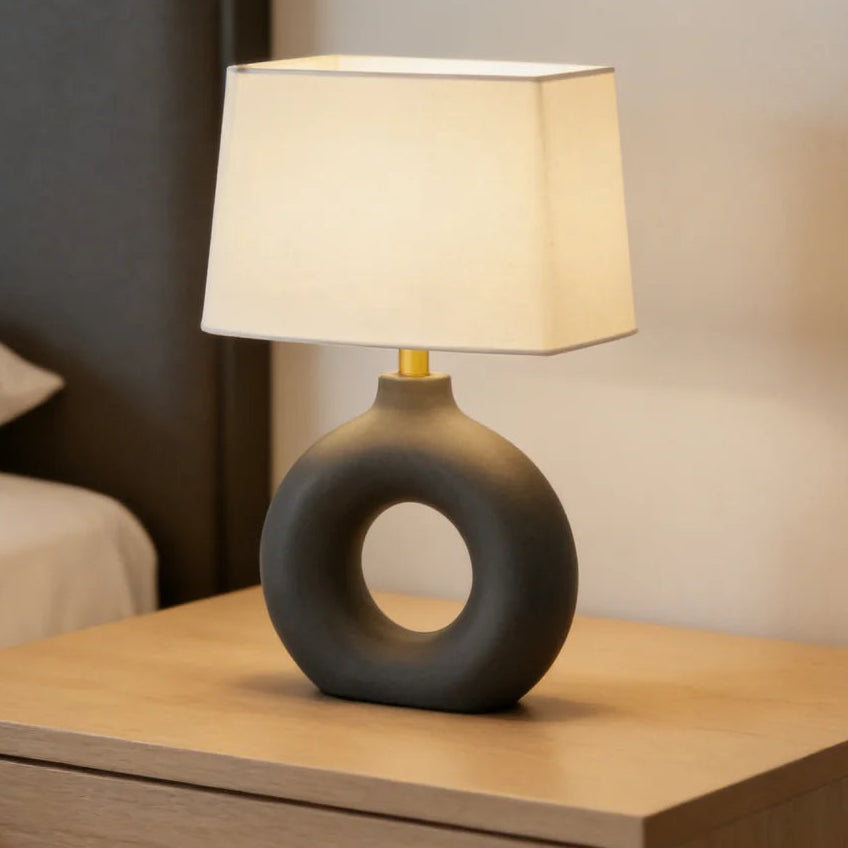 Liora lampara de mesa nórdica de cerámica y pantalla de tela