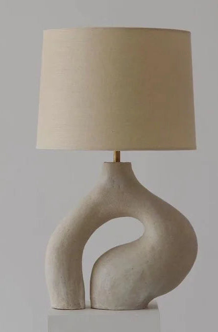 Nuba lampara de mesa minimalista de resina y pantalla de tela