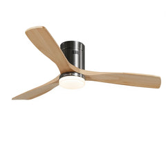 Austro Ventilador de Techo con Luz LED Regulable, Motor DC 40W, Apto para Exterior, 3 Aspas de Madera y Mando a Distancia