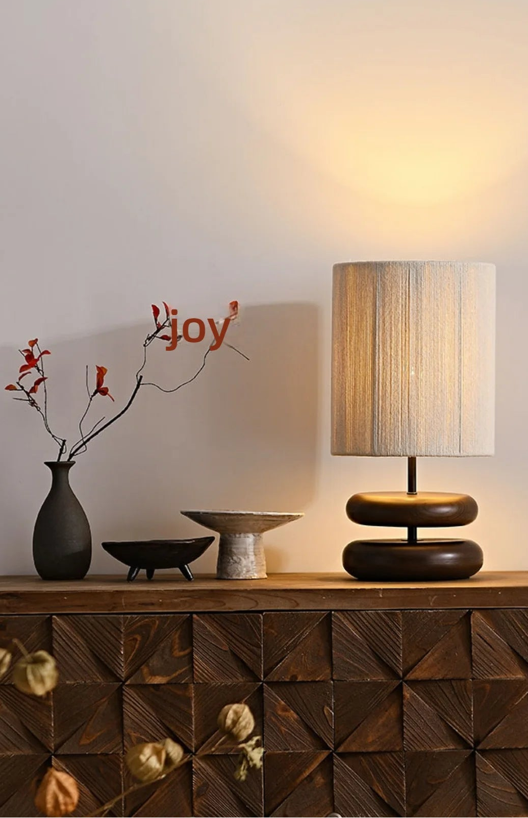 Toscana lampara de mesa retro con pantalla textil