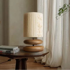 Toscana lampara de mesa retro con pantalla textil