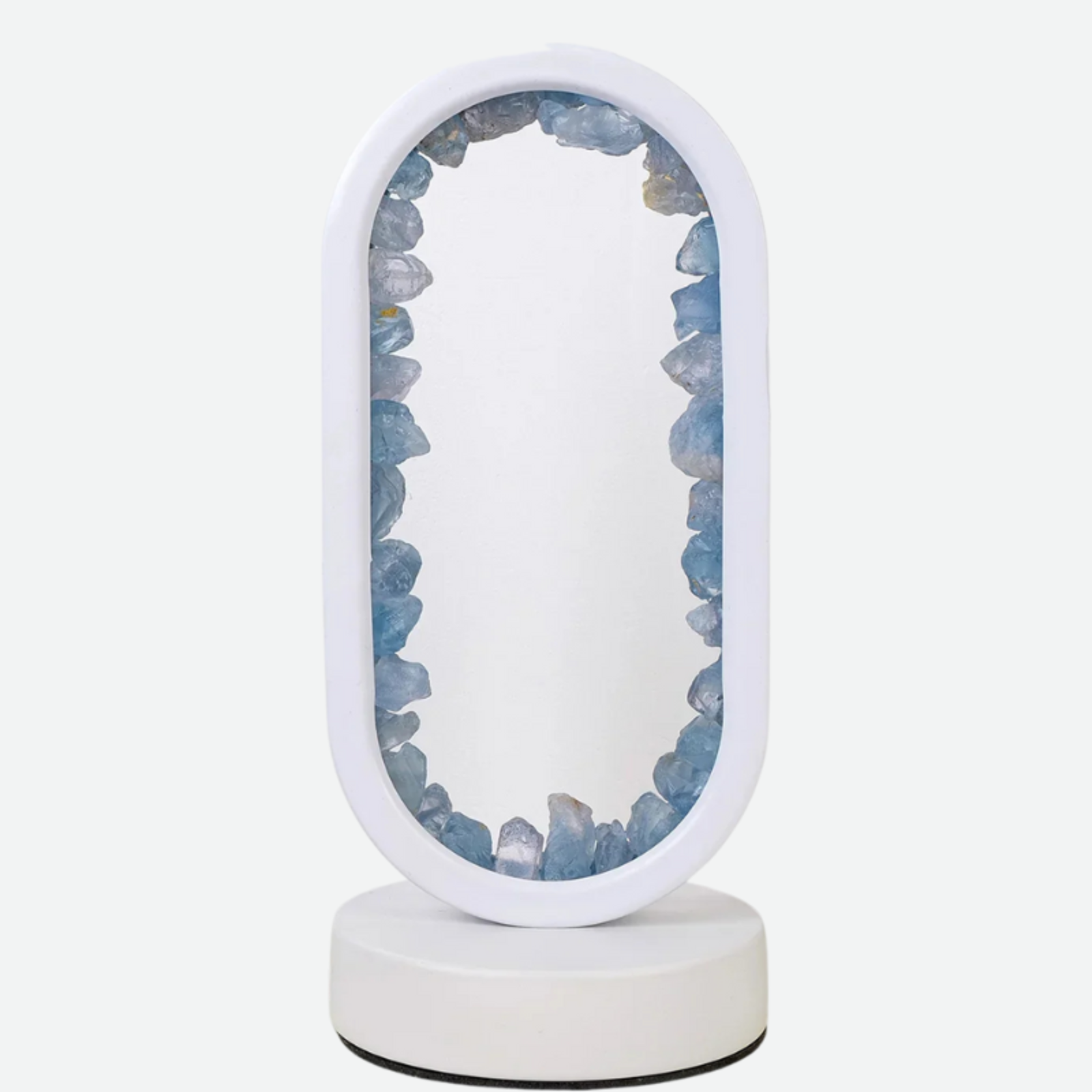 AuraStone - Lámpara LED con marco de cristal y piedras preciosas naturales