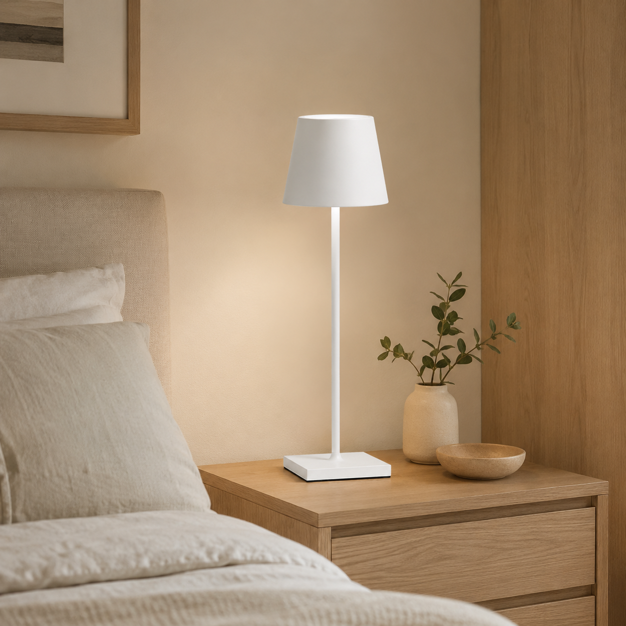 Lámpara de mesa inalámbrica recargable blanco 3
