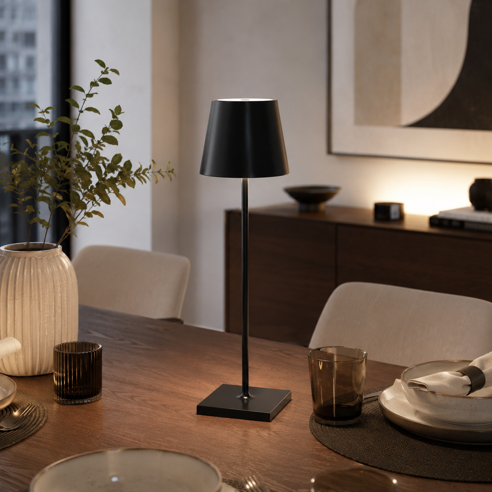Lámpara de mesa inalámbrica recargable negro 4
