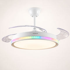 Lumara Ventilador de techo con luz LED RGB, 4 aspas retráctiles y mando a distancia