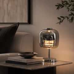 Mercurio Lámpara de Mesa LED con Cúpula de Cristal Espejado y Base Cromada 3