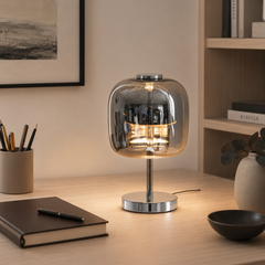 Mercurio Lámpara de Mesa LED con Cúpula de Cristal Espejado y Base Cromada 4