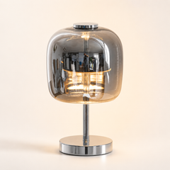 Mercurio Lámpara de Mesa LED con Cúpula de Cristal Espejado y Base Cromada