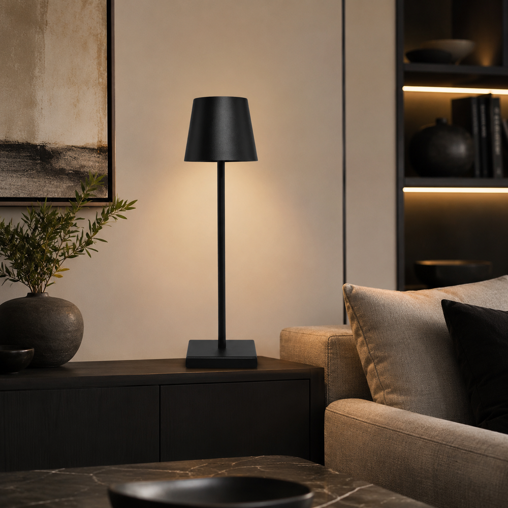Nébula Minimal Lampara de mesa sin cable salon negro