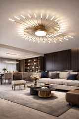 Lámpara de techo LED Nova de diseño creativo con efecto fuegos artificiales en apartamento moderno