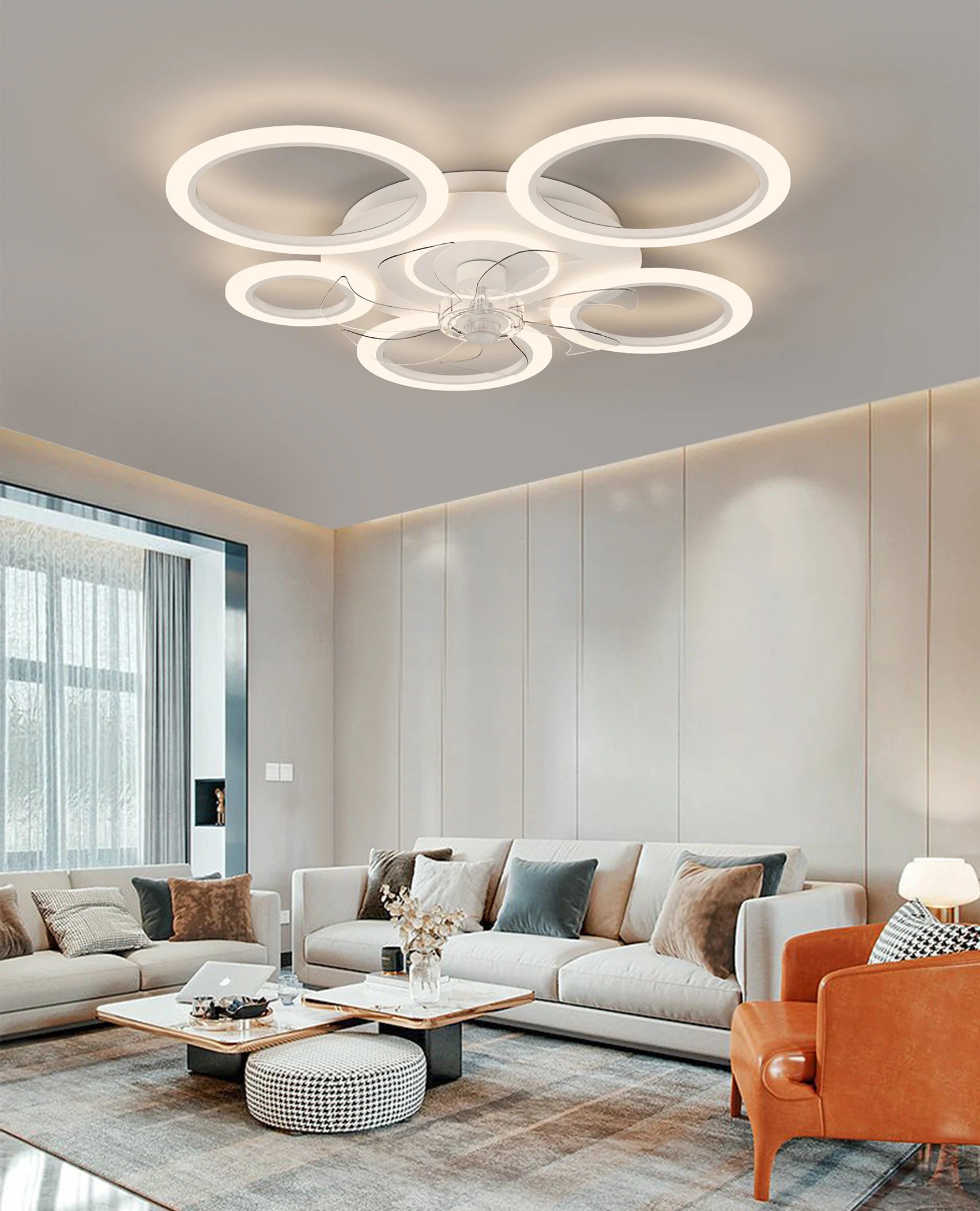 Orión Ventilador de Techo con Luz LED, Control por App y Mando a Distancia, 90cm