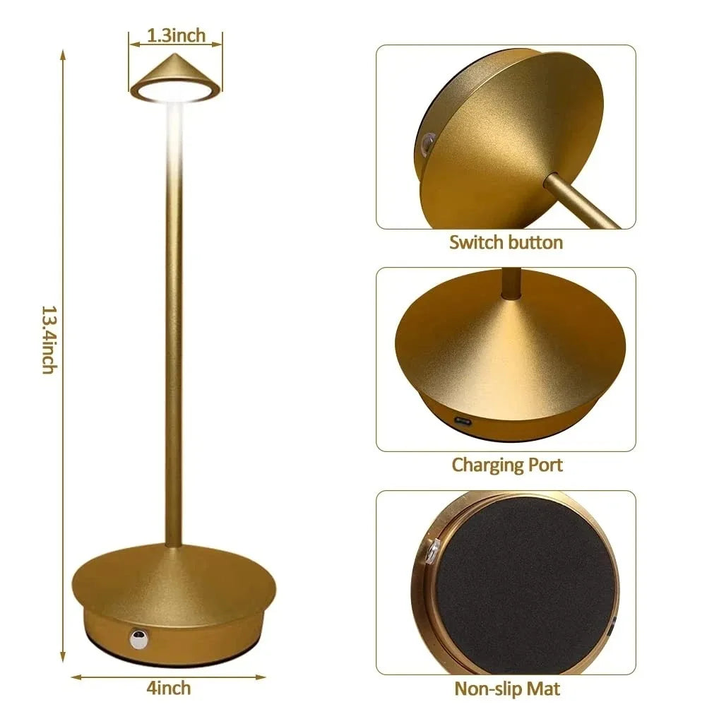 Lámpara de Mesa Inalámbrica — Iluminación de 360°, Luz Cálida Ajustable