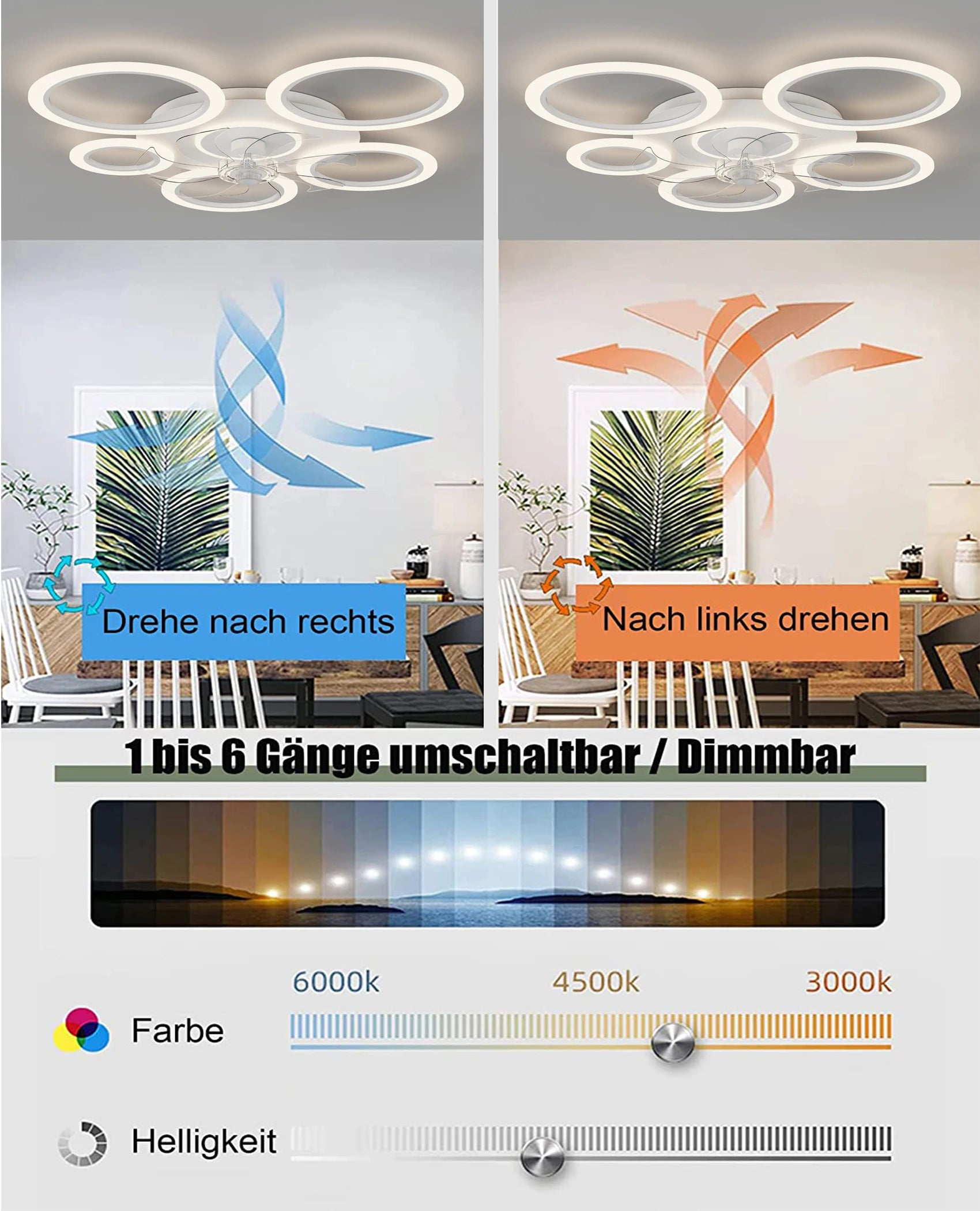 Orión Ventilador de Techo con Luz LED, Control por App y Mando a Distancia, 90cm