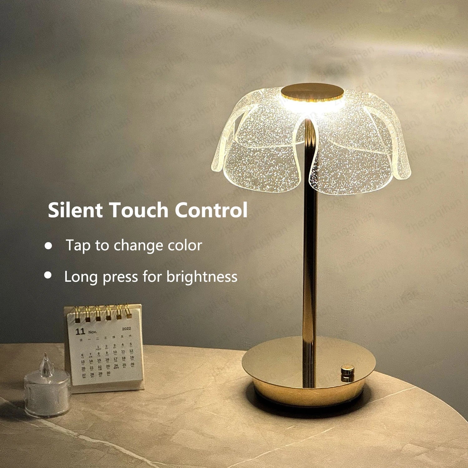 Cristaluna Brisa lampara de mesa sin cable LED táctil regulable con carga USB-C/Type-C (1W)