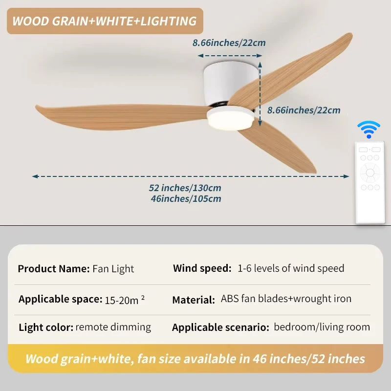 Aura Ventilador de Techo con Luz LED Regulable y Mando a Distancia