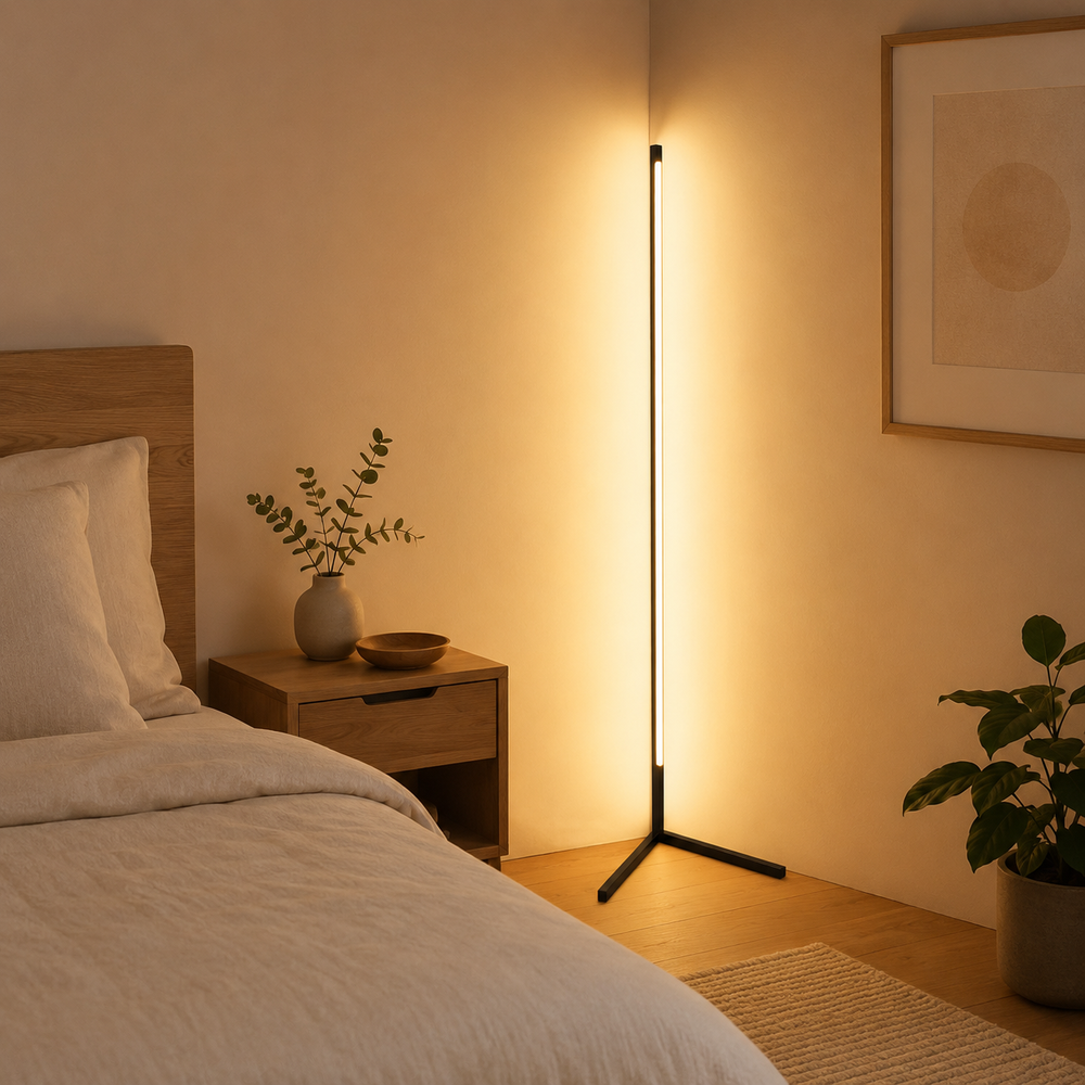 Trazo Lámpara de pie moderna LED de esquina, minimalista con mando a distancia 3