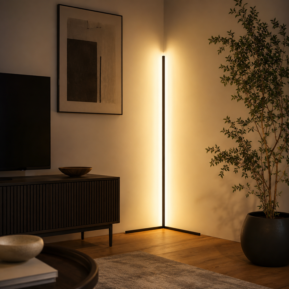 Trazo Lámpara de pie moderna LED de esquina, minimalista con mando a distancia 6