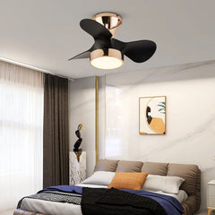Ventilador de techo Nordik inteligente con luz LED y tecnología inverter instalado en dormitorio
