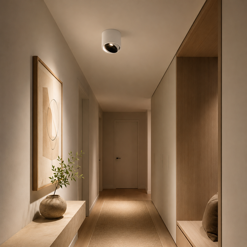 Vesta - Foco Downlight de Superficie LED Orientable de Aluminio para Techo blanco lifestyle