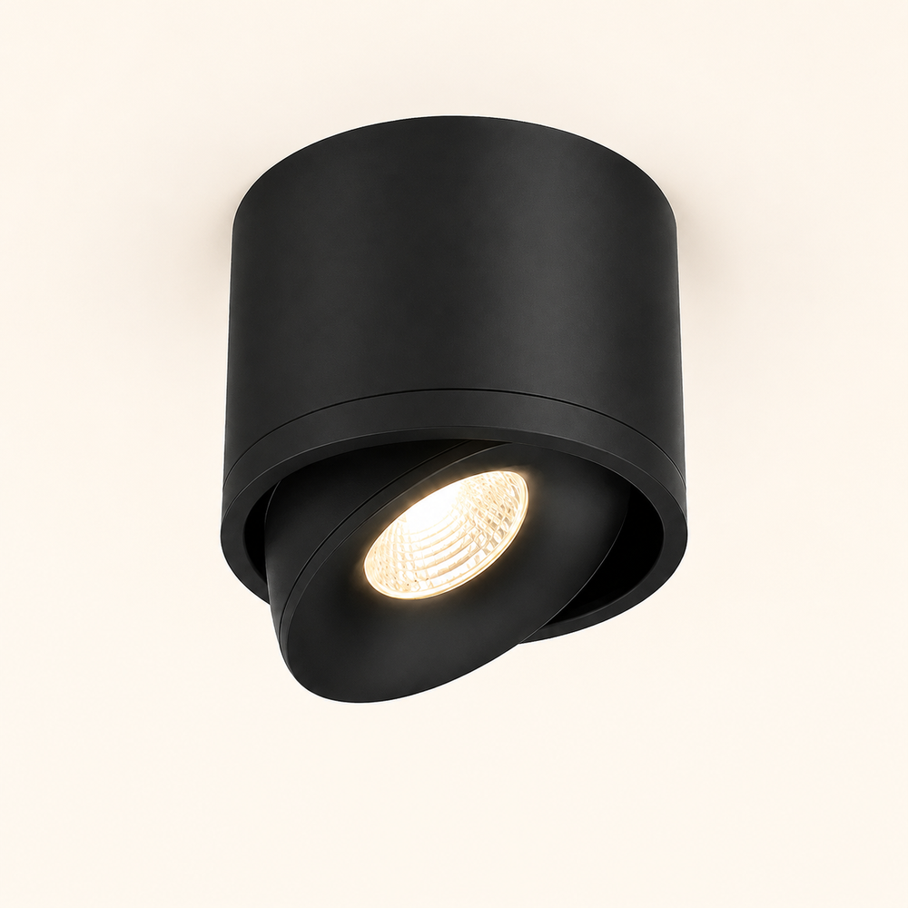 Vesta - Foco Downlight de Superficie LED Orientable de Aluminio para Techo negro