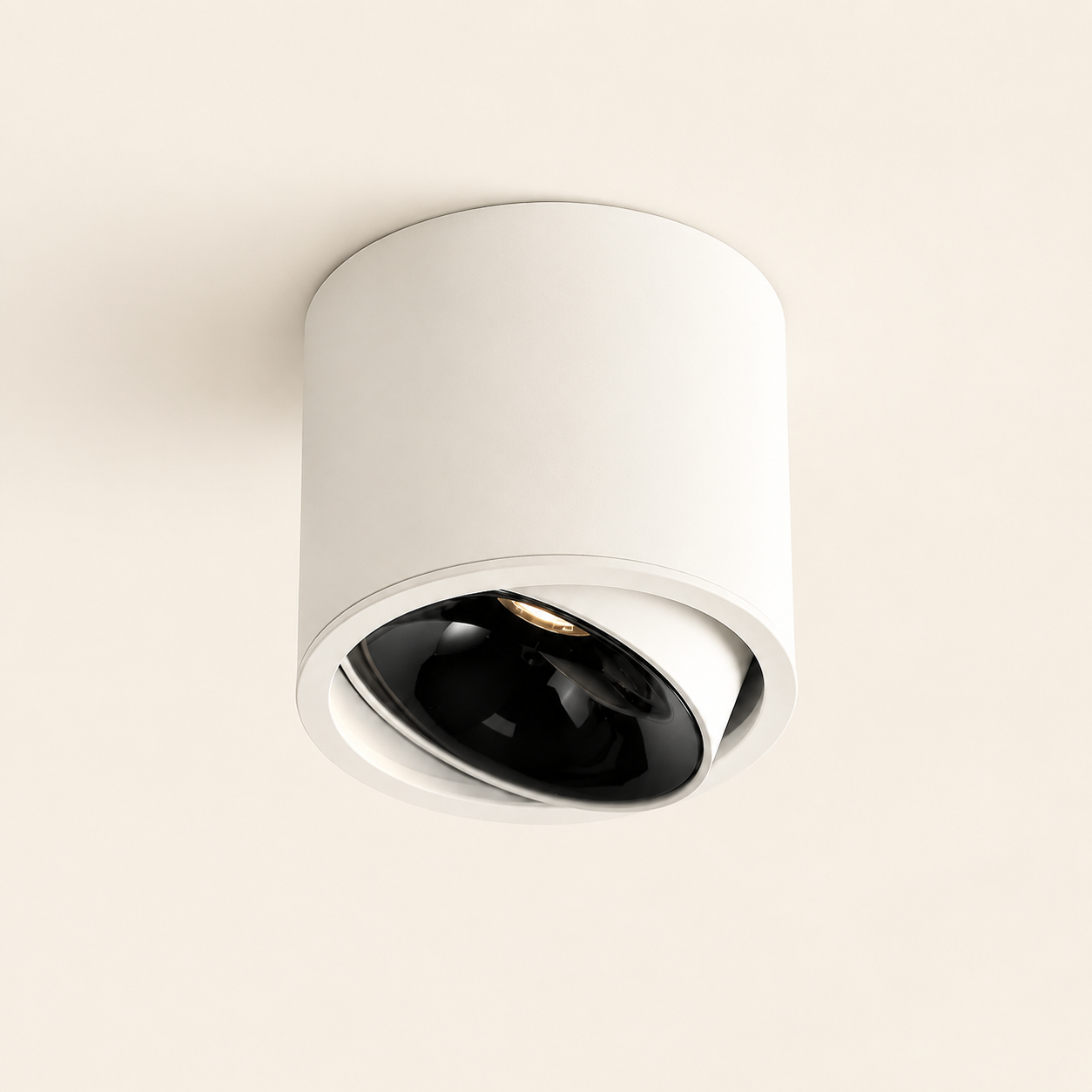Vesta - Foco Downlight de Superficie LED Orientable de Aluminio para Techo negro y blanco