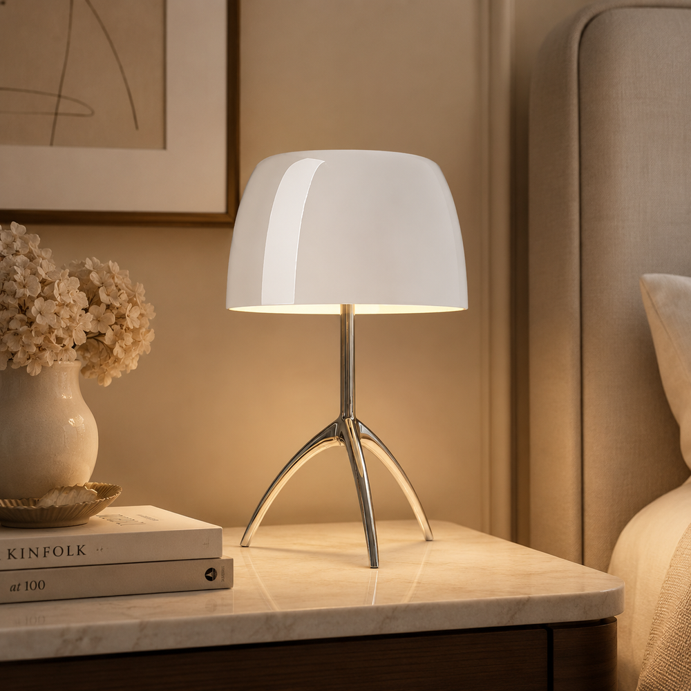 Yema Lámpara de Mesa LED Retro con Cúpula de Cristal y Trípode de Latón blanco 2