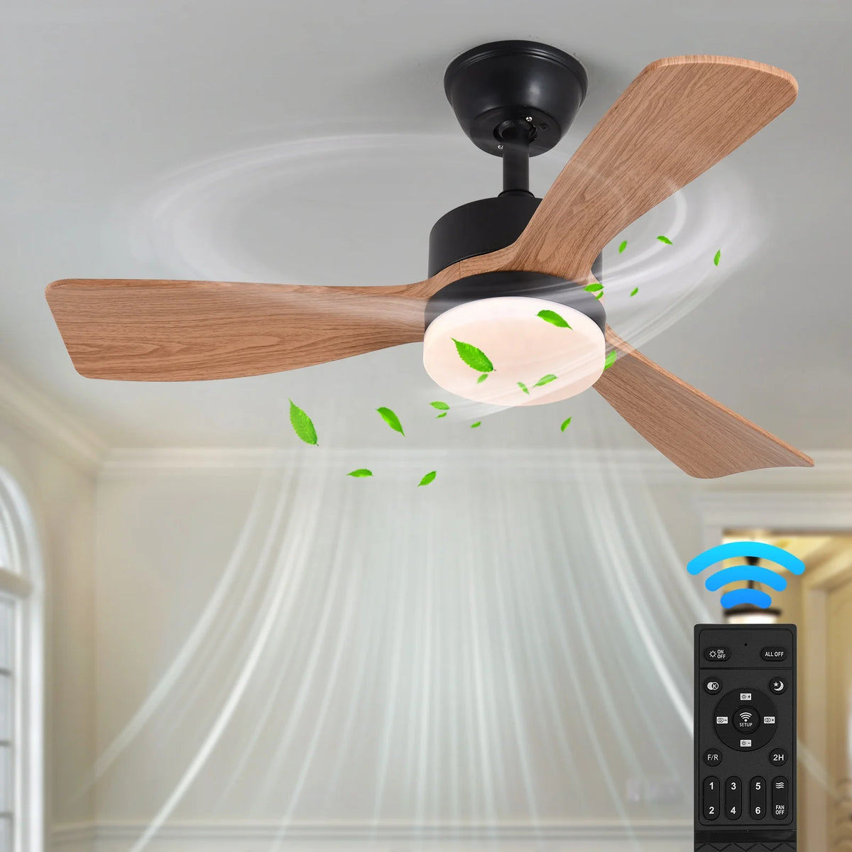 Zefyr Ventilador de Techo con Luz LED y Mando a Distancia de 36 Pulgadas
